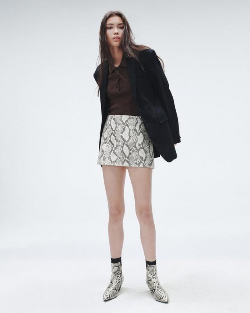 Rag & Bone Emerson Leather Skirt Mini Snake Print | 95623FXPW