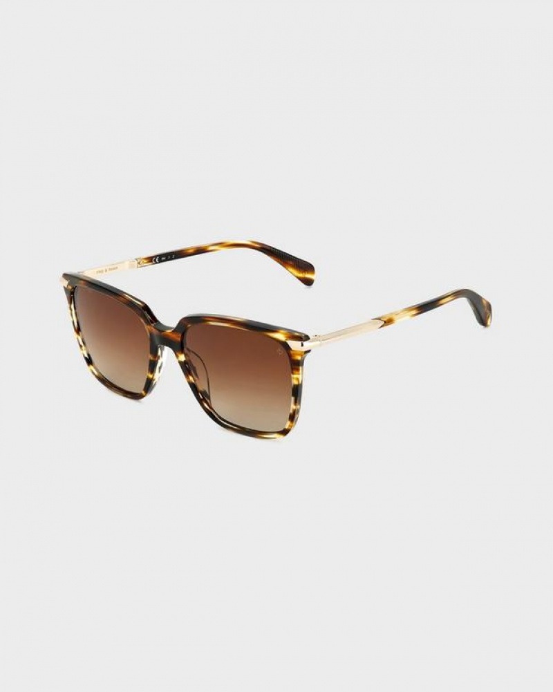 Rag & Bone Erin Butterfly Sunglasses Horn Brown | 63150BRGC