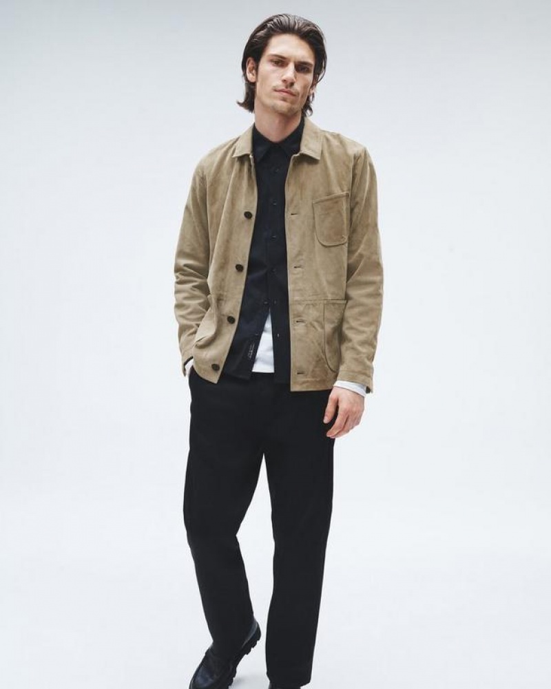 Rag & Bone Evan Suede Chore Jacket Relaxed Fit Ocean Grey | 51280GXRB