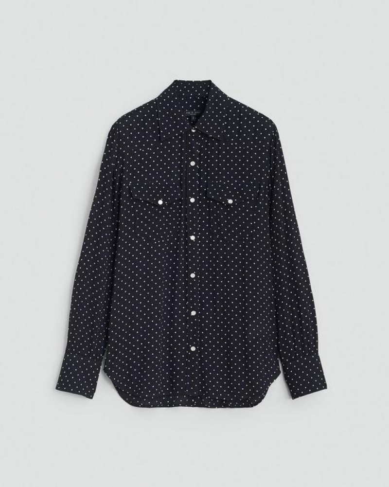 Rag & Bone Farren Crepe Shirt Classic Fit Button Down Polka Dot | 35819XYSZ