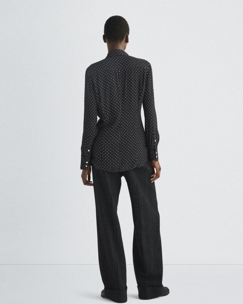 Rag & Bone Farren Crepe Shirt Classic Fit Button Down Polka Dot | 35819XYSZ