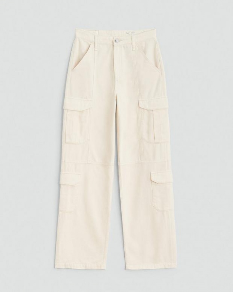 Rag & Bone Featherweight Cailyn Cargo Mid-Rise Featherweight Jean Ecru | 26491LFHD