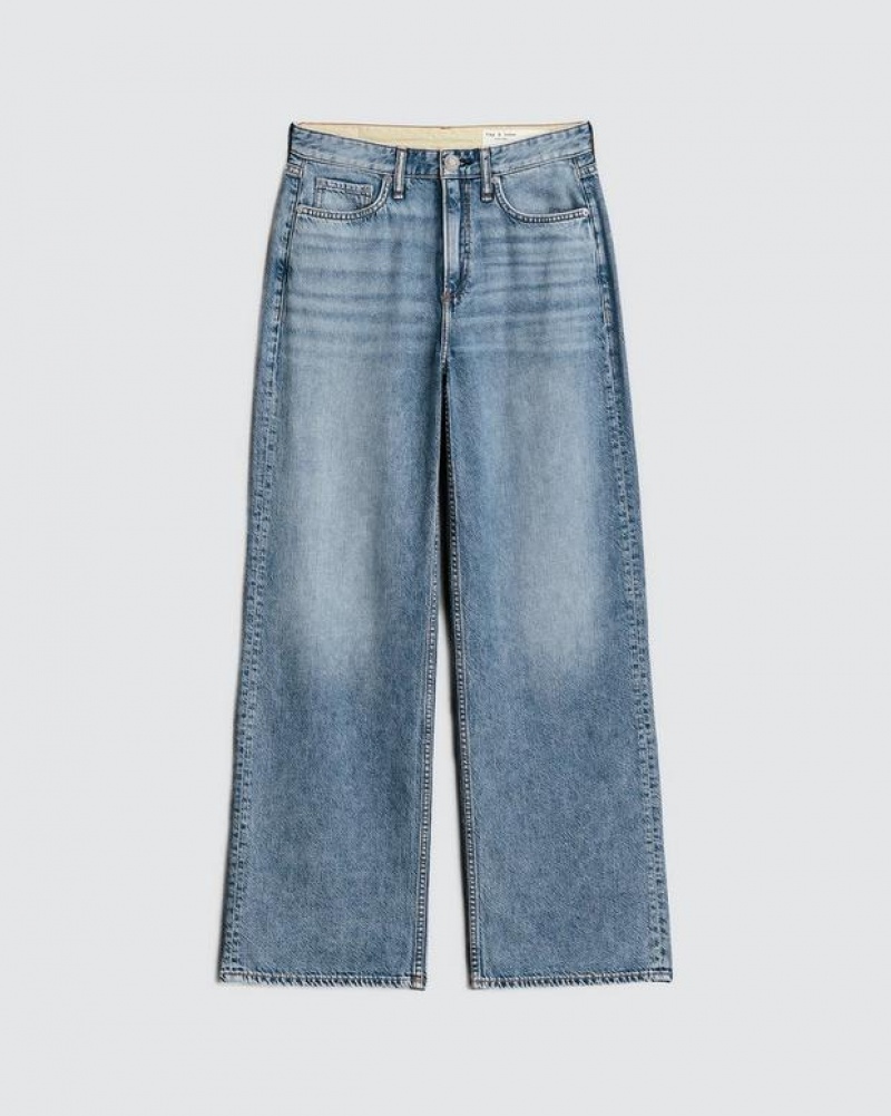 Rag & Bone Featherweight Logan Wide-Leg Mid-Rise Featherweight Jean Audrey | 18540XRJY