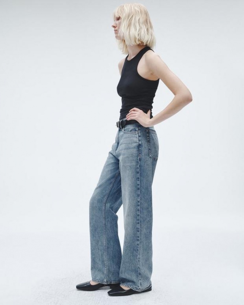 Rag & Bone Featherweight Logan Wide-Leg Mid-Rise Featherweight Jean Audrey | 18540XRJY