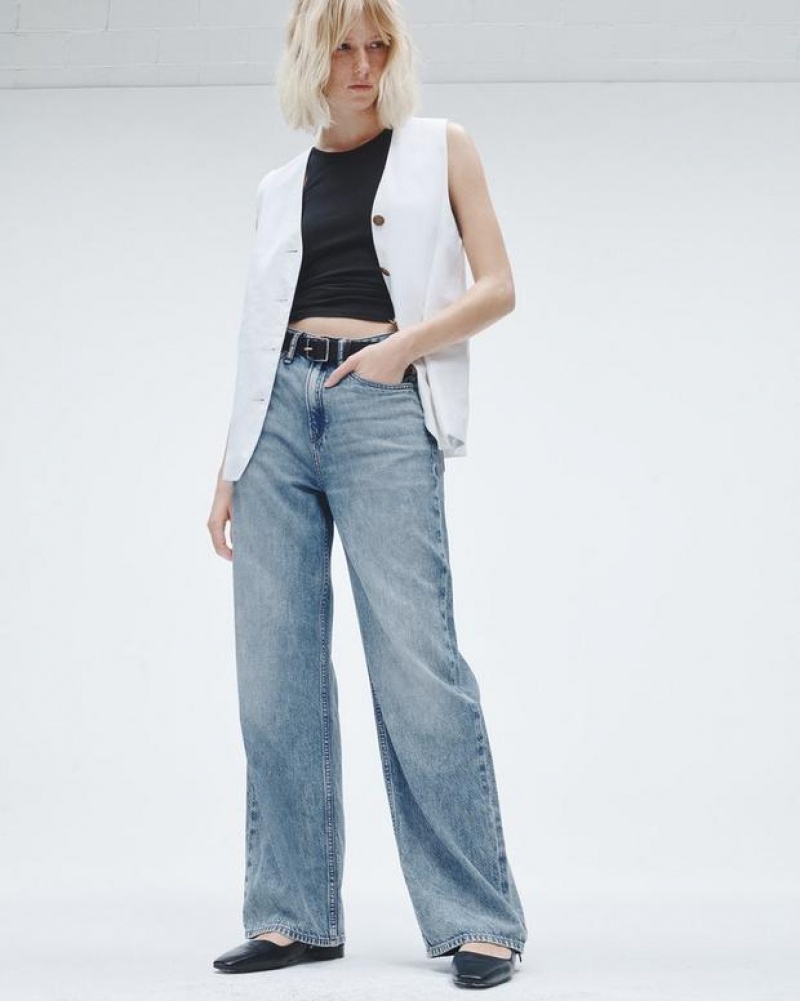 Rag & Bone Featherweight Logan Wide-Leg Mid-Rise Featherweight Jean Audrey | 18540XRJY