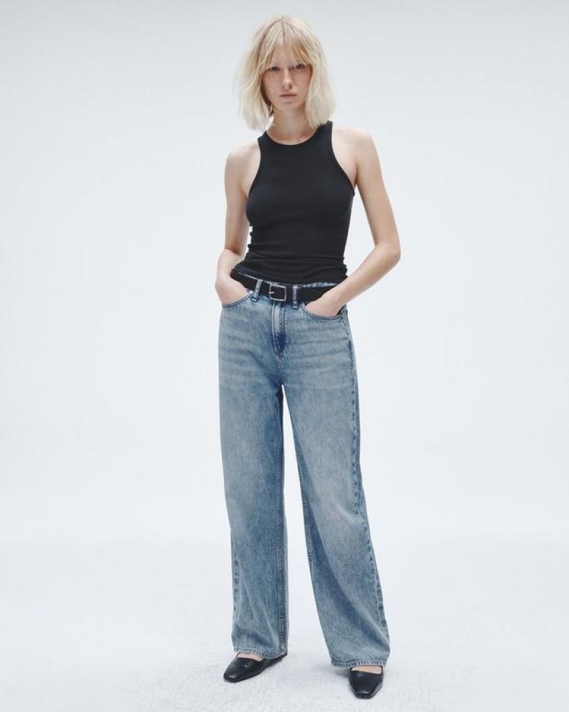 Rag & Bone Featherweight Logan Wide-Leg Mid-Rise Featherweight Jean Audrey | 18540XRJY