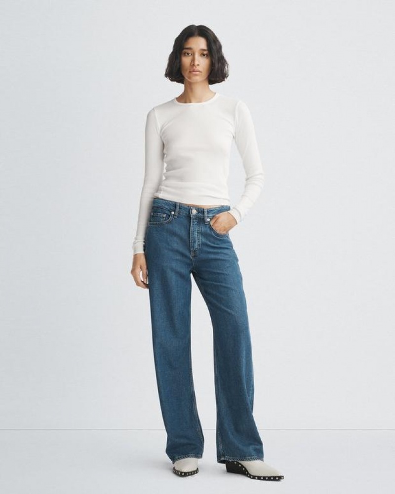 Rag & Bone Featherweight Logan Wide-Leg Mid-Rise Featherweight Jean Lily | 12984OZMQ