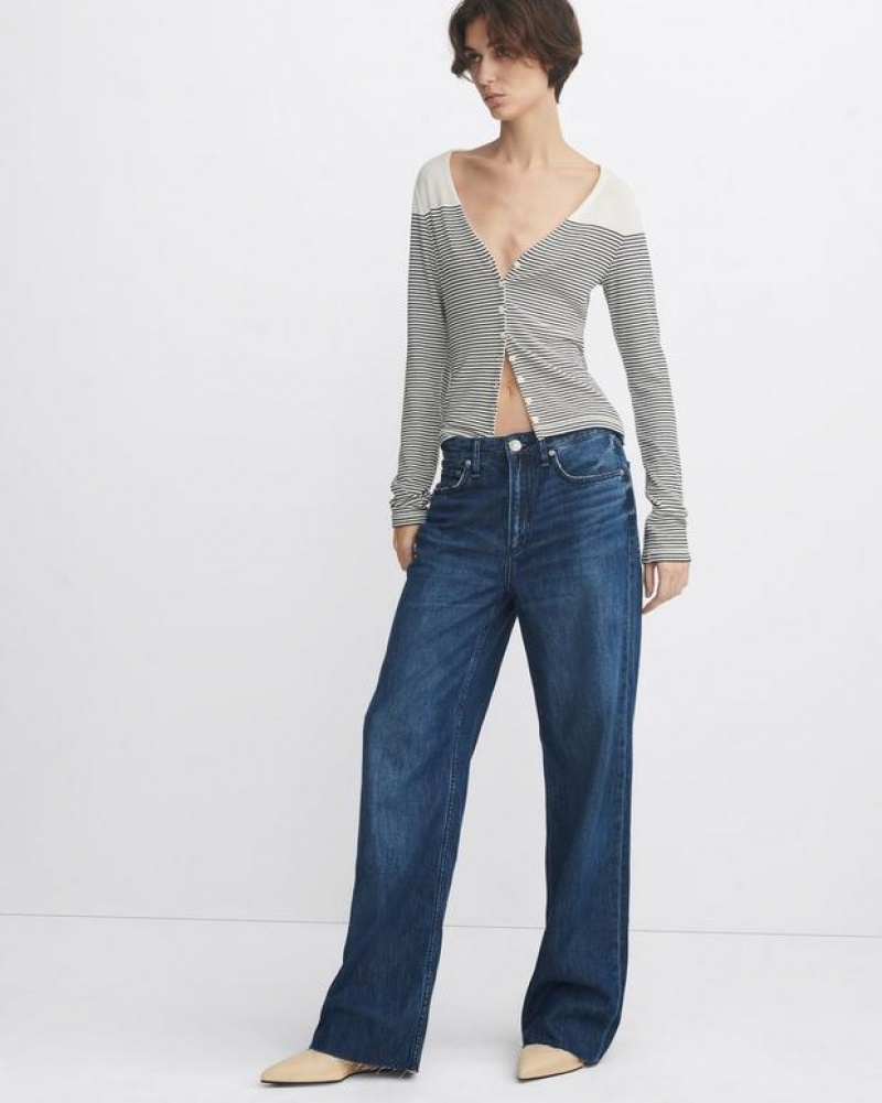 Rag & Bone Featherweight Logan Wide-Leg Mid-Rise Featherweight Jean Randie | 76854BCAS