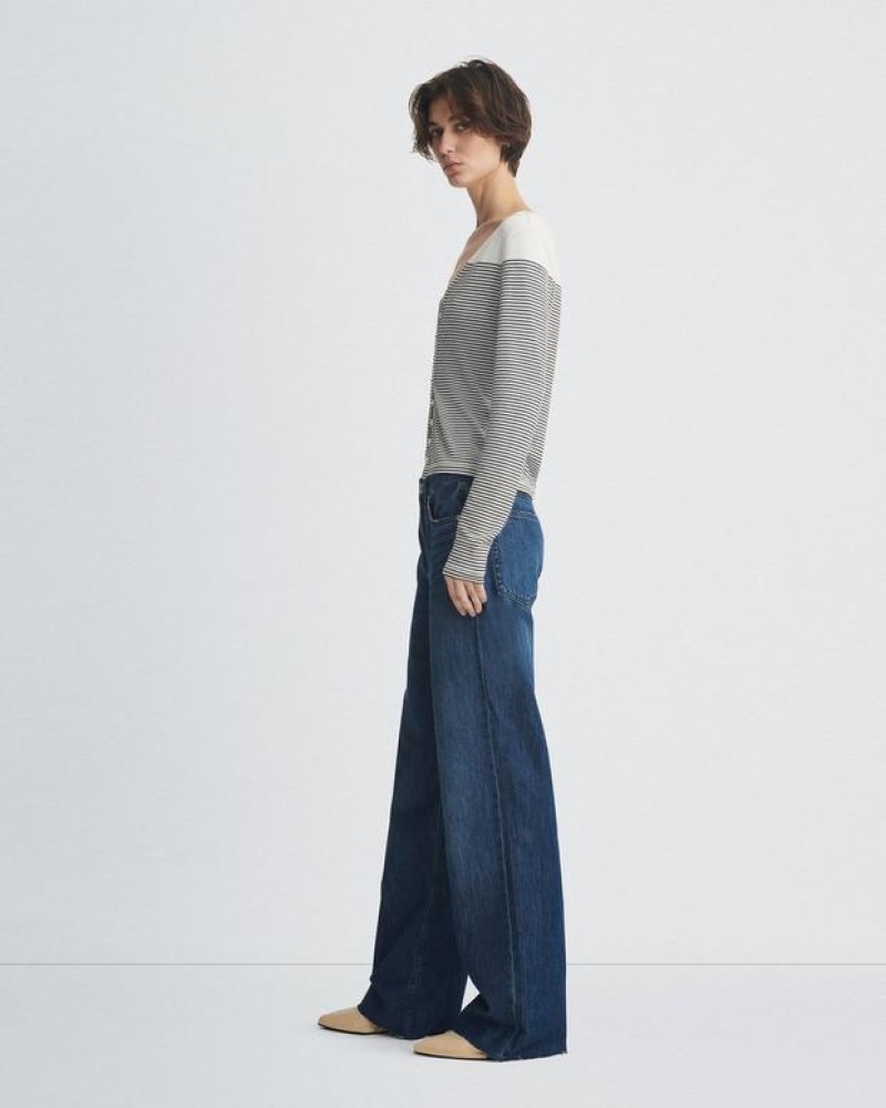 Rag & Bone Featherweight Logan Wide-Leg Mid-Rise Featherweight Jean Randie | 76854BCAS