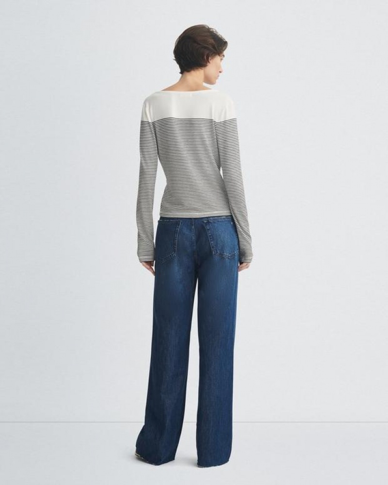 Rag & Bone Featherweight Logan Wide-Leg Mid-Rise Featherweight Jean Randie | 76854BCAS