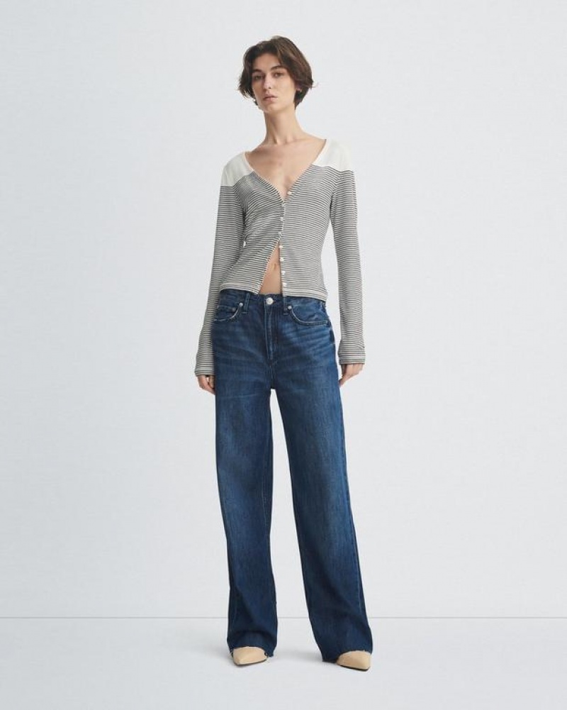 Rag & Bone Featherweight Logan Wide-Leg Mid-Rise Featherweight Jean Randie | 76854BCAS