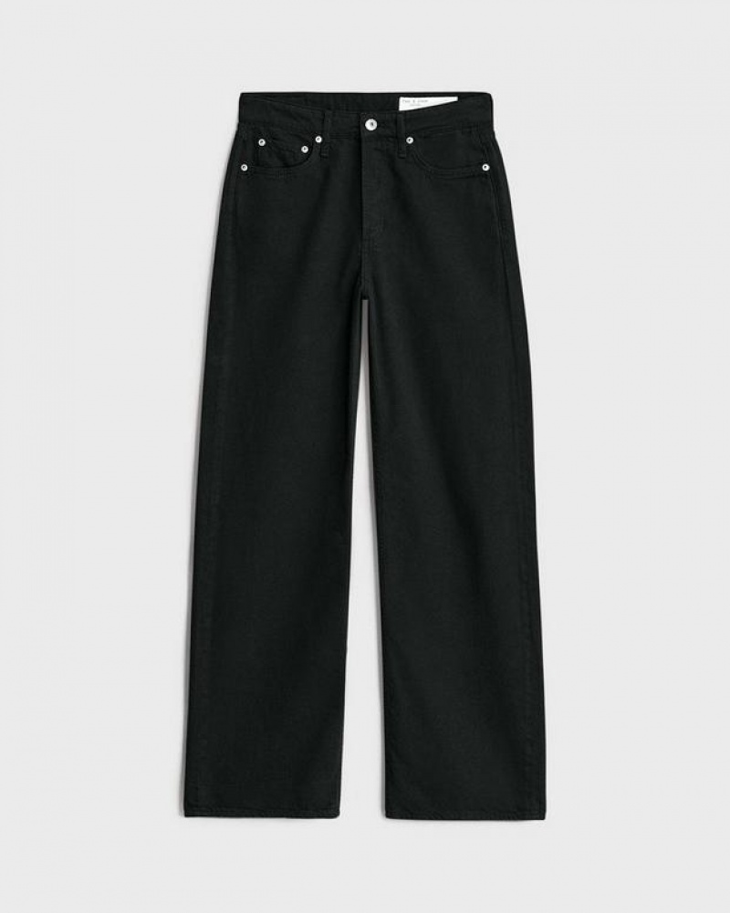 Rag & Bone Featherweight Logan Wide-Leg Mid-Rise Featherweight Jean Black | 06147GPMO