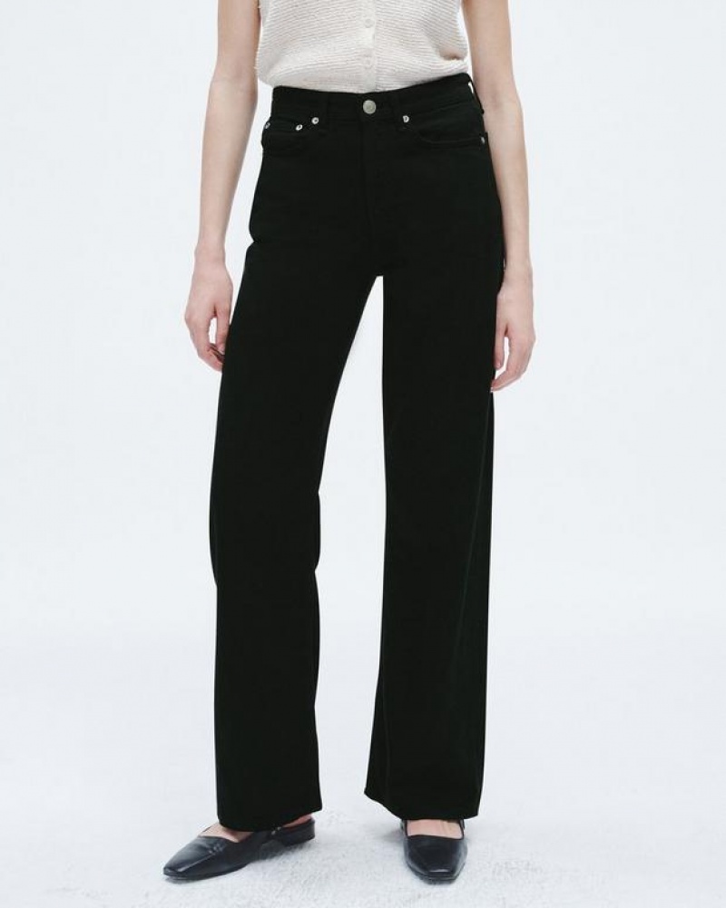 Rag & Bone Featherweight Logan Wide-Leg Mid-Rise Featherweight Jean Black | 06147GPMO