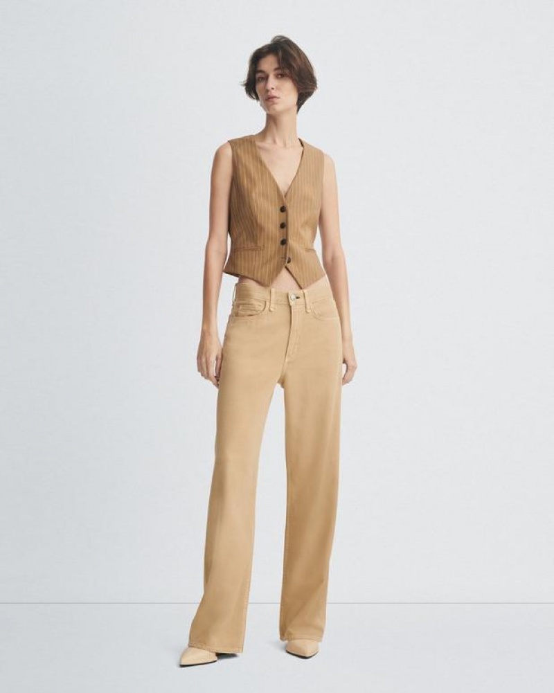 Rag & Bone Featherweight Logan Wide-Leg Mid-Rise Featherweight Jean Beige | 31796TRHY