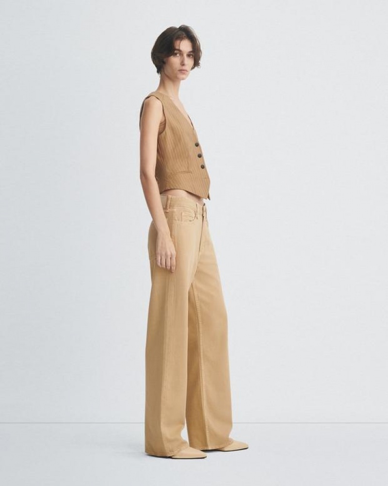 Rag & Bone Featherweight Logan Wide-Leg Mid-Rise Featherweight Jean Beige | 31796TRHY