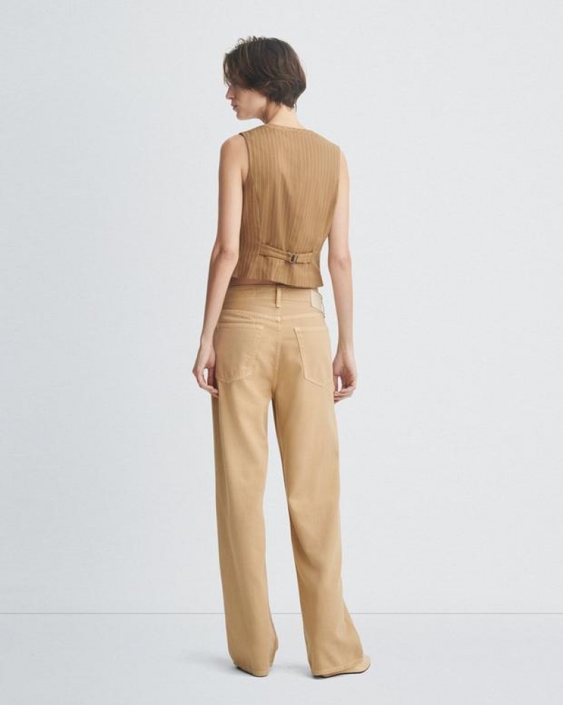 Rag & Bone Featherweight Logan Wide-Leg Mid-Rise Featherweight Jean Beige | 31796TRHY