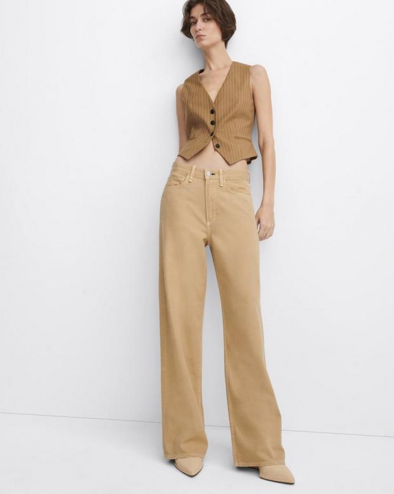 Rag & Bone Featherweight Logan Wide-Leg Mid-Rise Featherweight Jean Beige | 31796TRHY