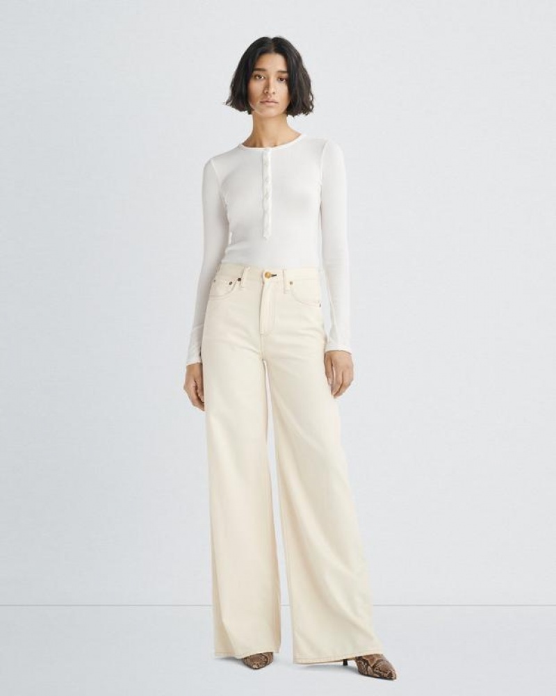 Rag & Bone Featherweight Sofie Wide-Leg High-Rise Featherweight Jean Ecru | 94032WKZC