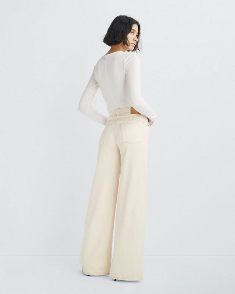 Rag & Bone Featherweight Sofie Wide-Leg High-Rise Featherweight Jean Ecru | 94032WKZC