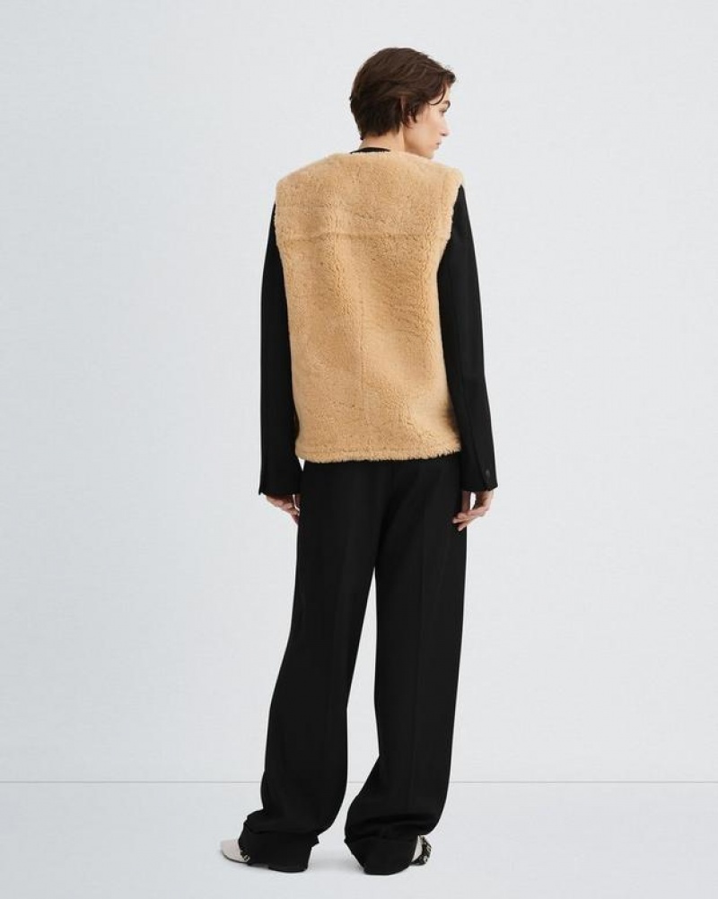 Rag & Bone Fia Shearling Vest Relaxed Fit Black | 36475FNHA