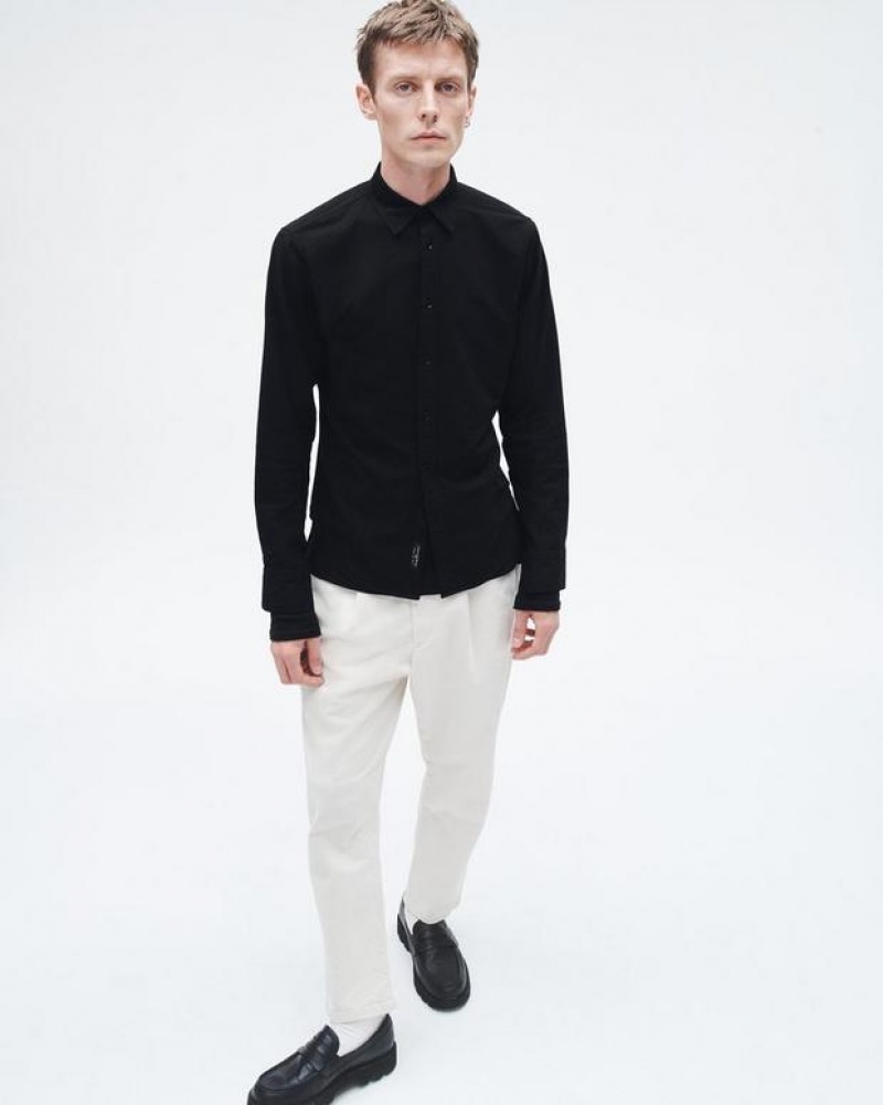 Rag & Bone Fit 2 Engineered Cotton Oxford Shirt Slim Fit Shirt Black | 83612FIXA