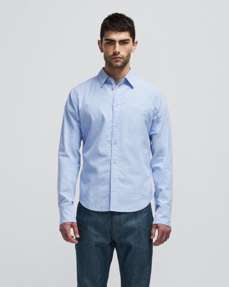 Rag & Bone Fit 2 Engineered Cotton Oxford Shirt Slim Fit Shirt Blue Oxford | 36914THWK