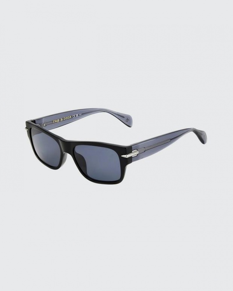 Rag & Bone Fleetwood Square Sunglasses Black | 56327ODWA