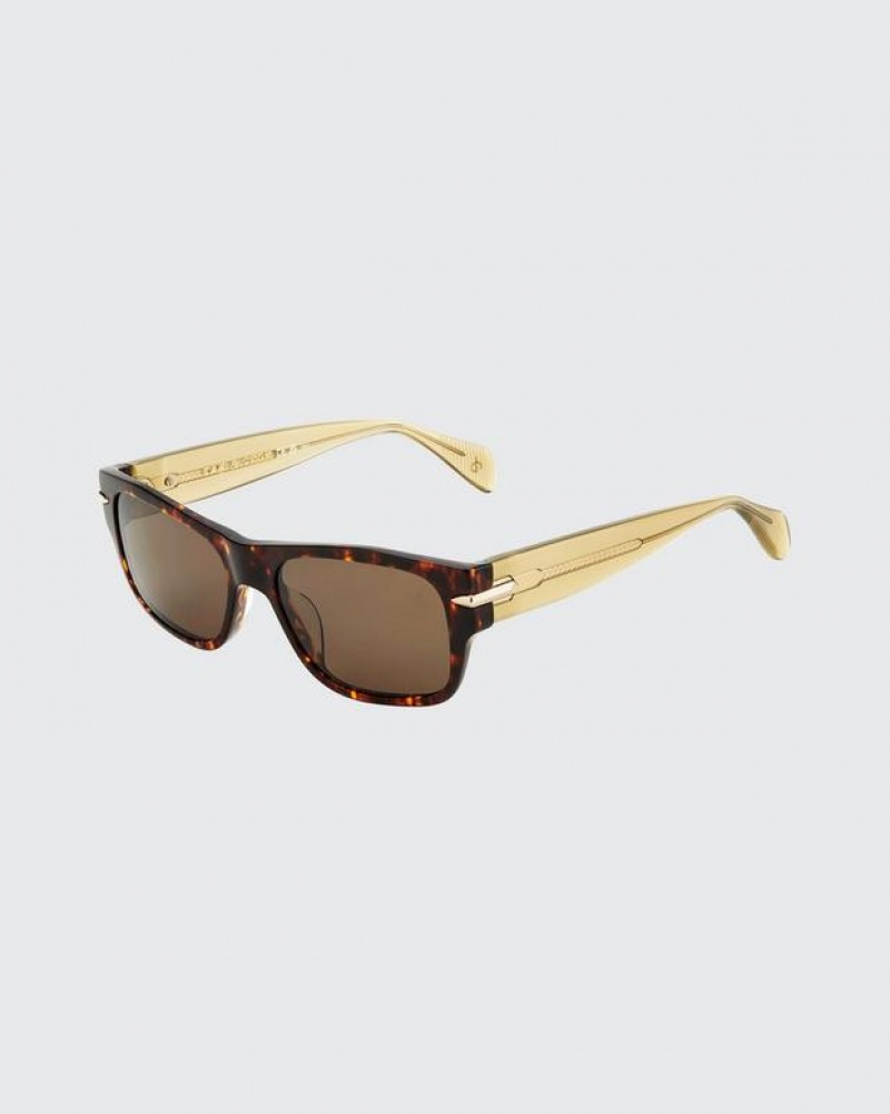 Rag & Bone Fleetwood Square Sunglasses Havana | 39485FKER