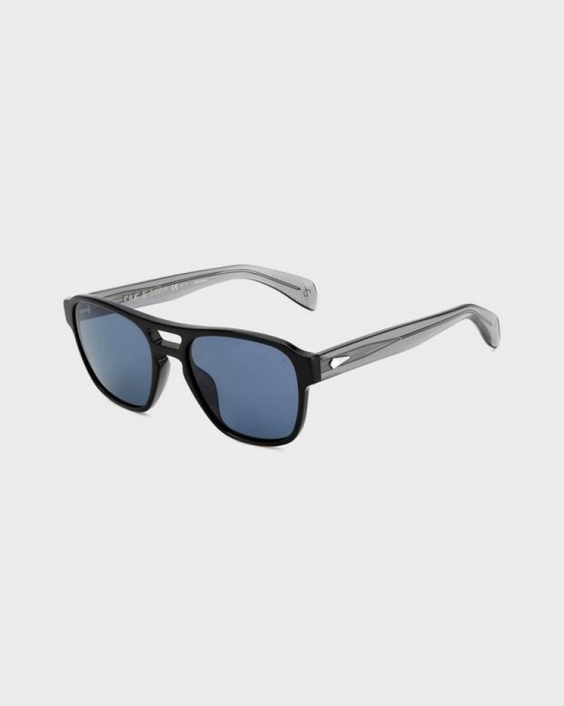 Rag & Bone Flint Square Sunglasses Black | 51496HGRD