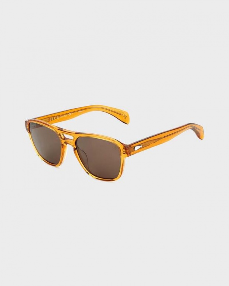 Rag & Bone Flint Square Sunglasses Brown Orange | 69782GAPW