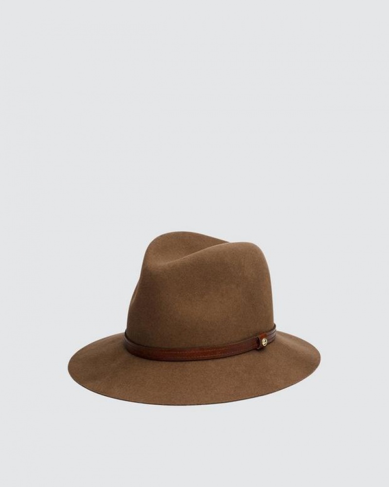 Rag & Bone Floppy Brim Fedora Wool Hat Pecan | 46392NXIG