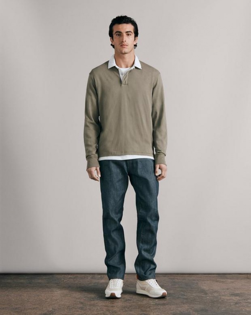 Rag & Bone Garment Dye Cotton Rugby Classic Fit Polo Lichen | 96058NYJA