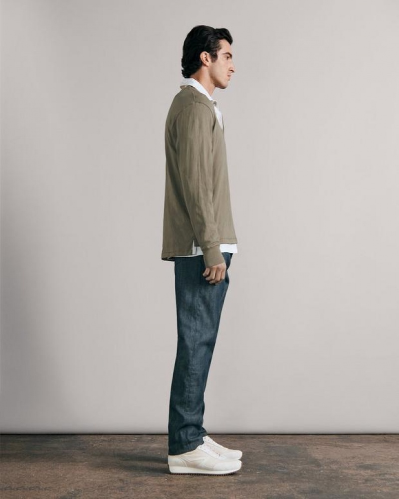 Rag & Bone Garment Dye Cotton Rugby Classic Fit Polo Lichen | 96058NYJA