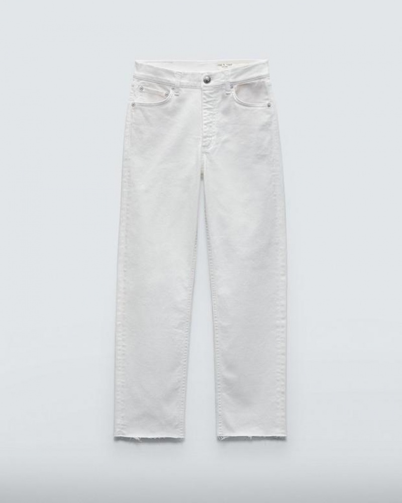 Rag & Bone Harlow Ankle Straight Mid-Rise Vintage Stretch Jean Optic White | 43218BGTX