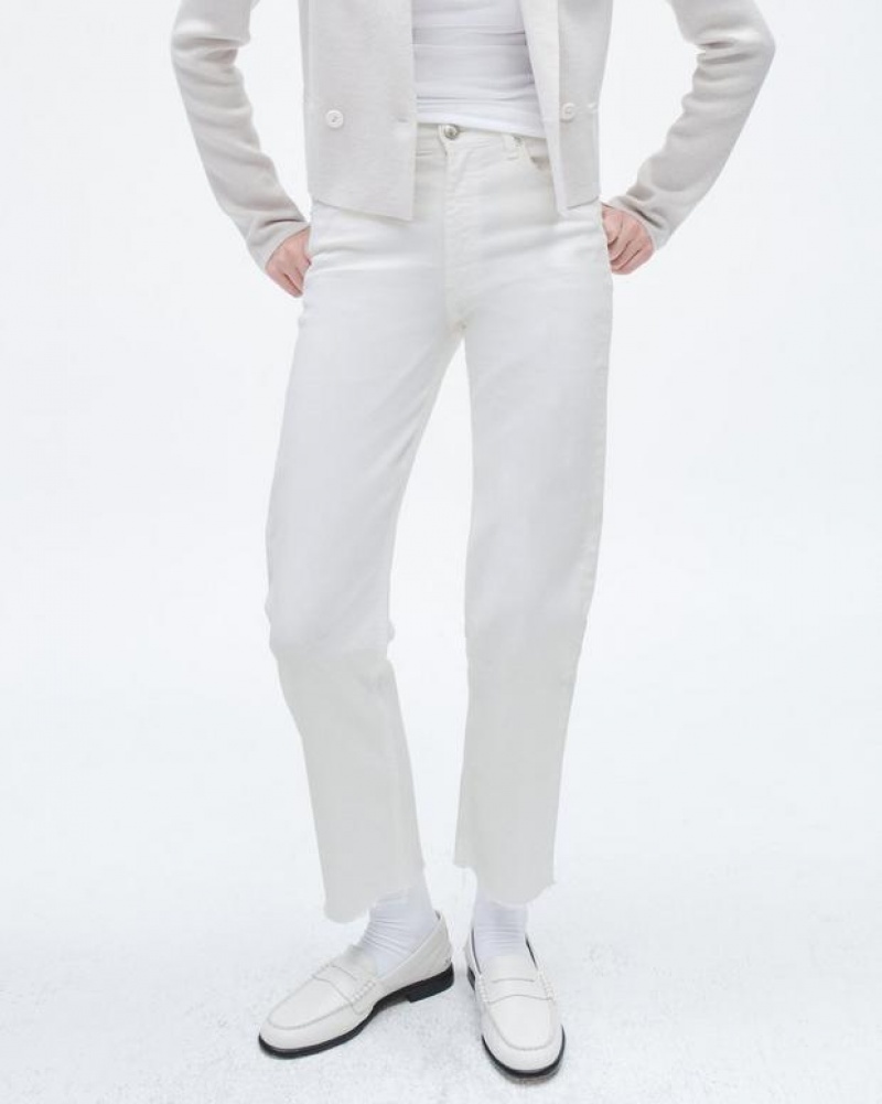 Rag & Bone Harlow Ankle Straight Mid-Rise Vintage Stretch Jean Optic White | 43218BGTX