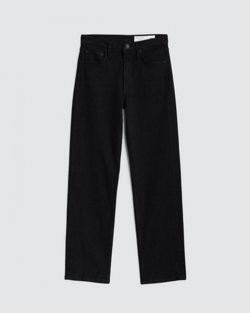 Rag & Bone Harlow Ankle Straight Mid-Rise Vintage Stretch Jean Black | 95628NGXB