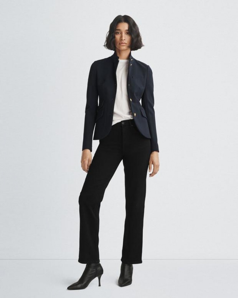 Rag & Bone Harlow Ankle Straight Mid-Rise Vintage Stretch Jean Black | 95628NGXB