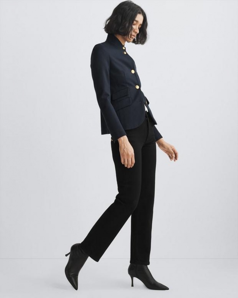 Rag & Bone Harlow Ankle Straight Mid-Rise Vintage Stretch Jean Black | 95628NGXB