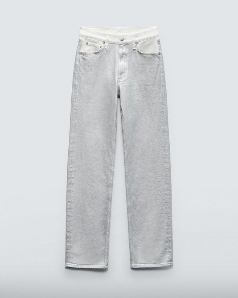 Rag & Bone Harlow Full Length Straight Mid-Rise Vintage Stretch Jean Ctdsilver | 90584SRZC