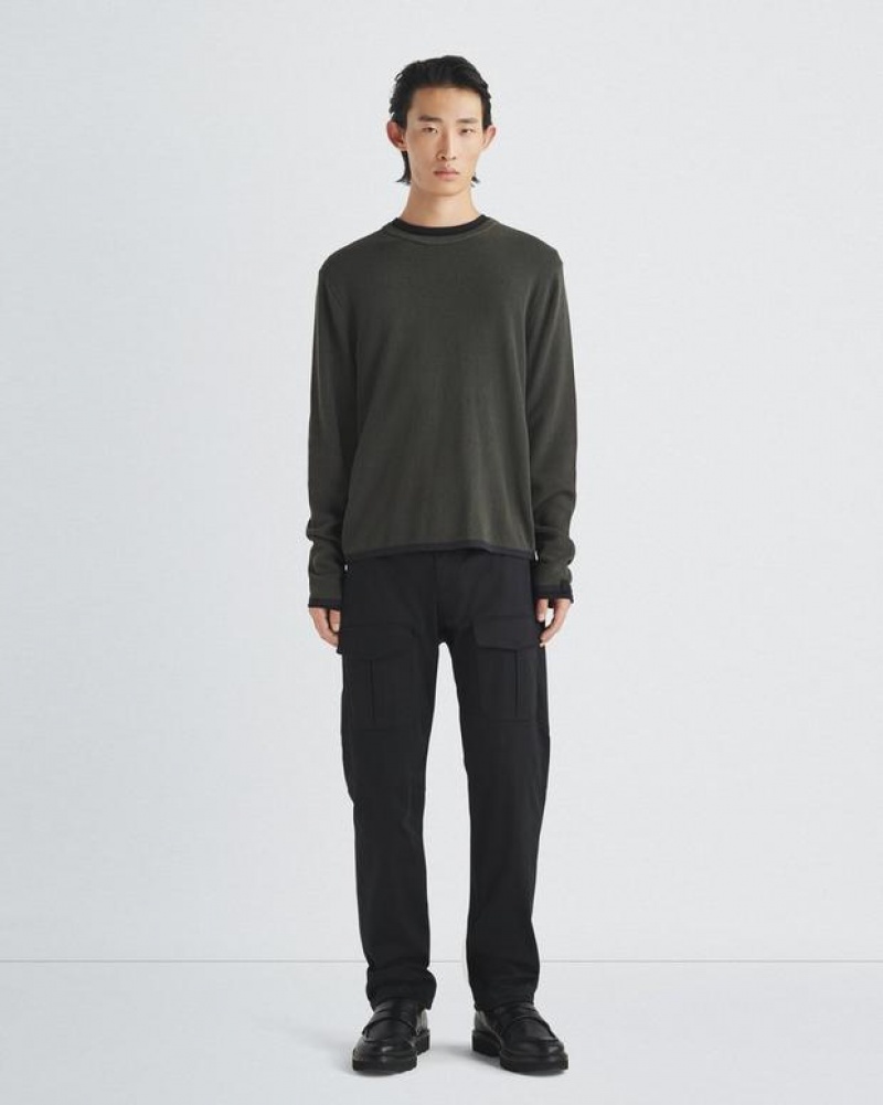 Rag & Bone Harvey Cotton Crew Classic Fit Shadow Green | 34781PZFT