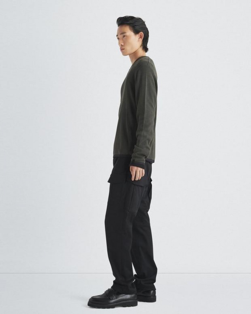 Rag & Bone Harvey Cotton Crew Classic Fit Shadow Green | 34781PZFT