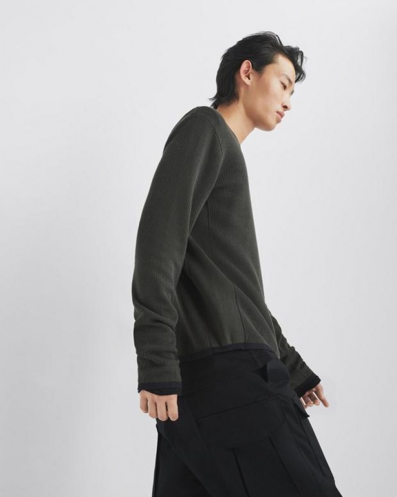 Rag & Bone Harvey Cotton Crew Classic Fit Shadow Green | 34781PZFT