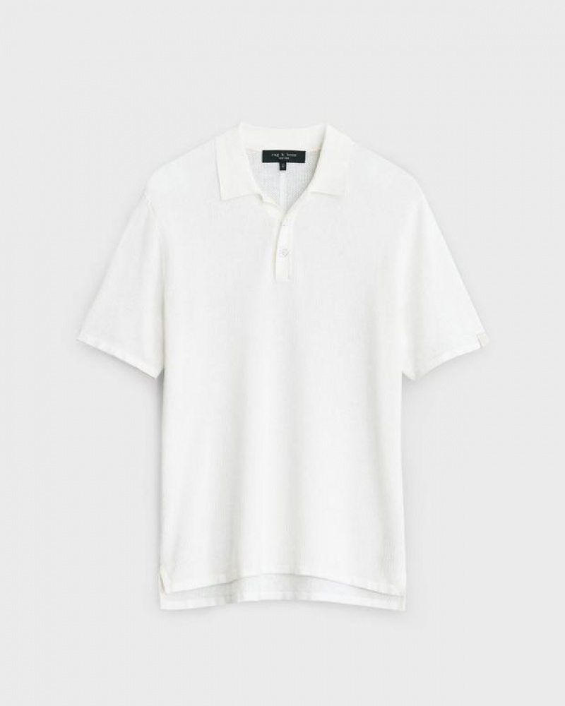 Rag & Bone Harvey Cotton Knit Short Sleeve Polo Classic Fit Polo Ivory | 60254UDRF