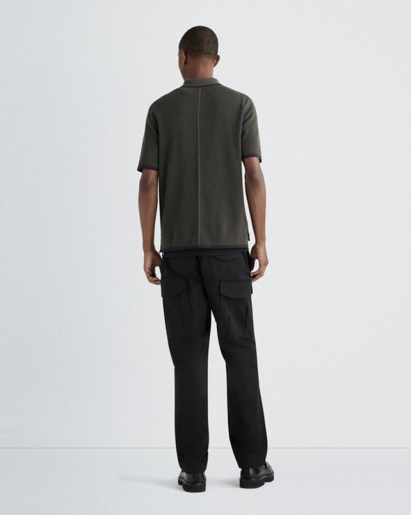 Rag & Bone Harvey Cotton Polo Classic Fit Shadow Green | 53186YKXT