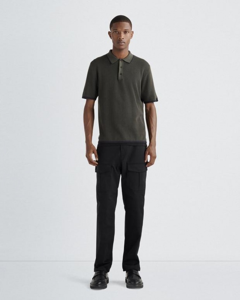 Rag & Bone Harvey Cotton Polo Classic Fit Shadow Green | 53186YKXT