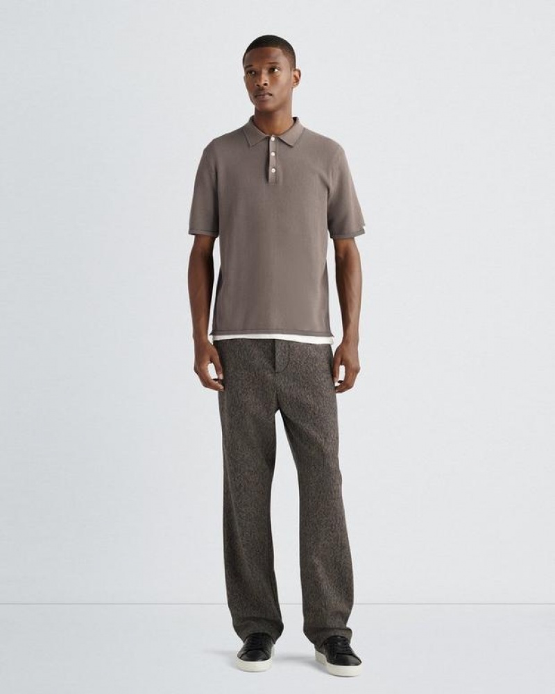 Rag & Bone Harvey Cotton Polo Classic Fit Taupe | 14923GVBL