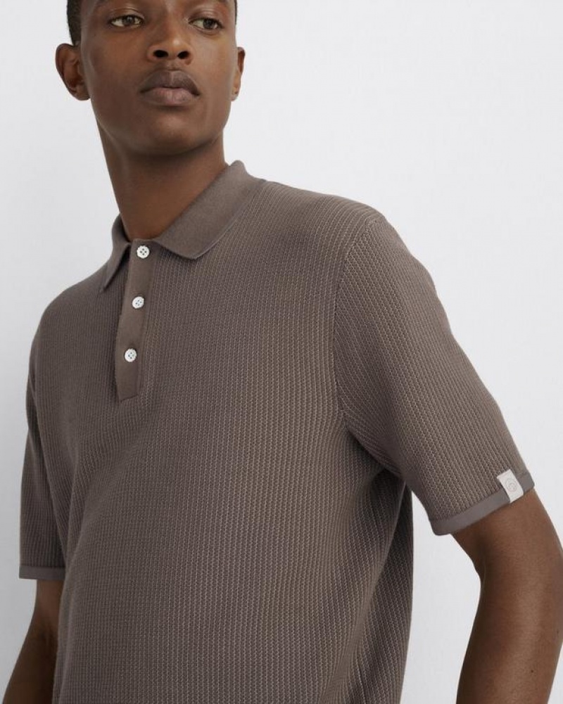 Rag & Bone Harvey Cotton Polo Classic Fit Taupe | 14923GVBL