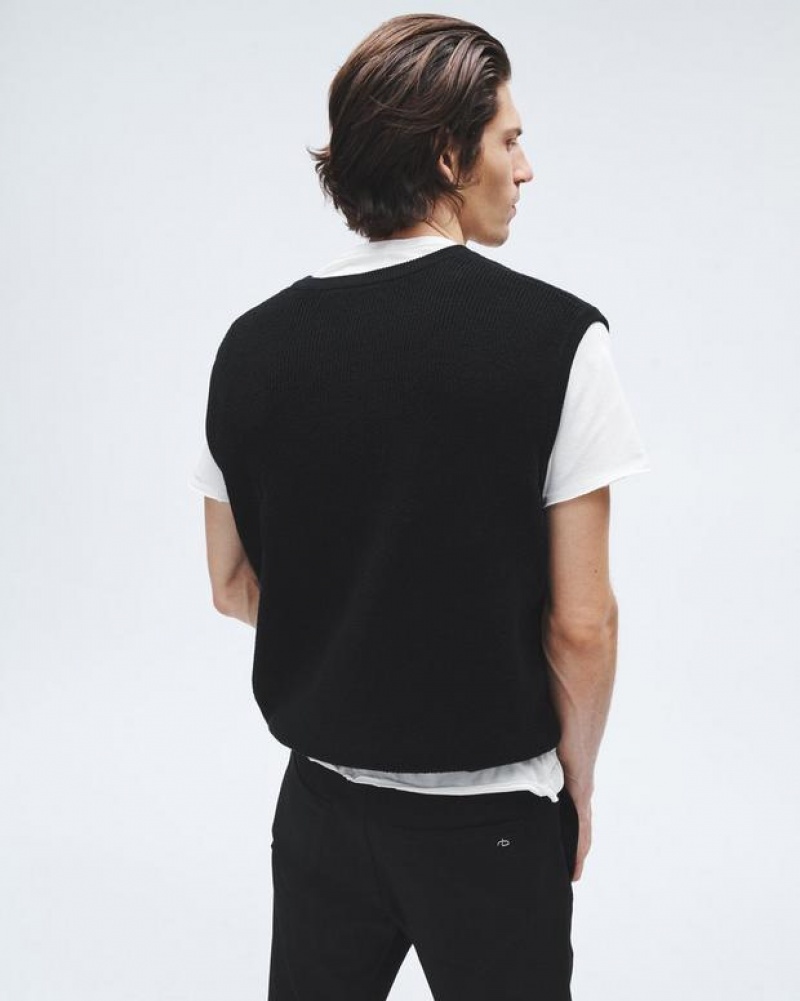 Rag & Bone Harvey Cotton Sweater Vest Classic Fit Black | 57609HYXF