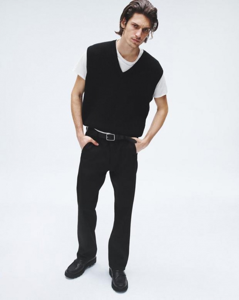 Rag & Bone Harvey Cotton Sweater Vest Classic Fit Black | 57609HYXF