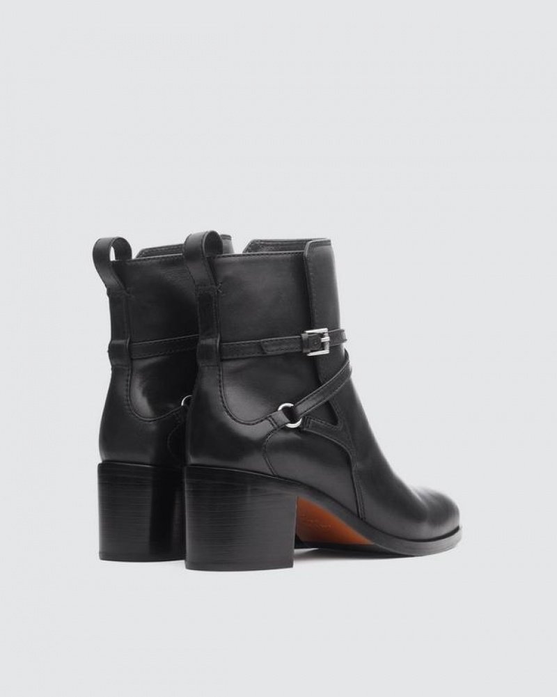 Rag & Bone Hazel Buckle Boot - Leather Chelsea Boot Black | 24635VORN